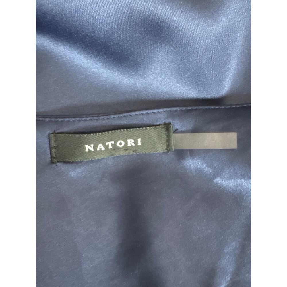 Natori Slip Dress Satin Dark Blue Glamour Scoop Neck Women XL Minimalist Strappy - Picture 6 of 7